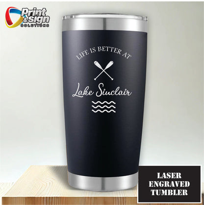 Lake Sinclair Laser Engraved Tumbler Insulated Travel Mug