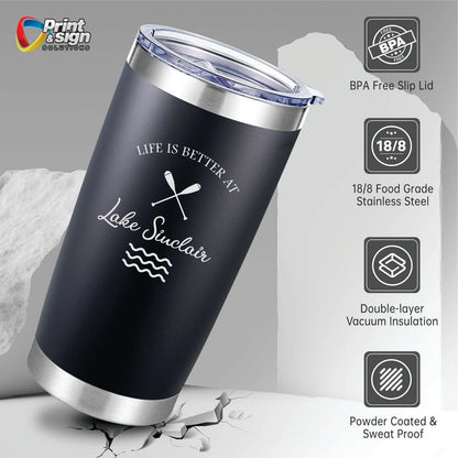 Lake Sinclair Laser Engraved Tumbler Insulated Travel Mug