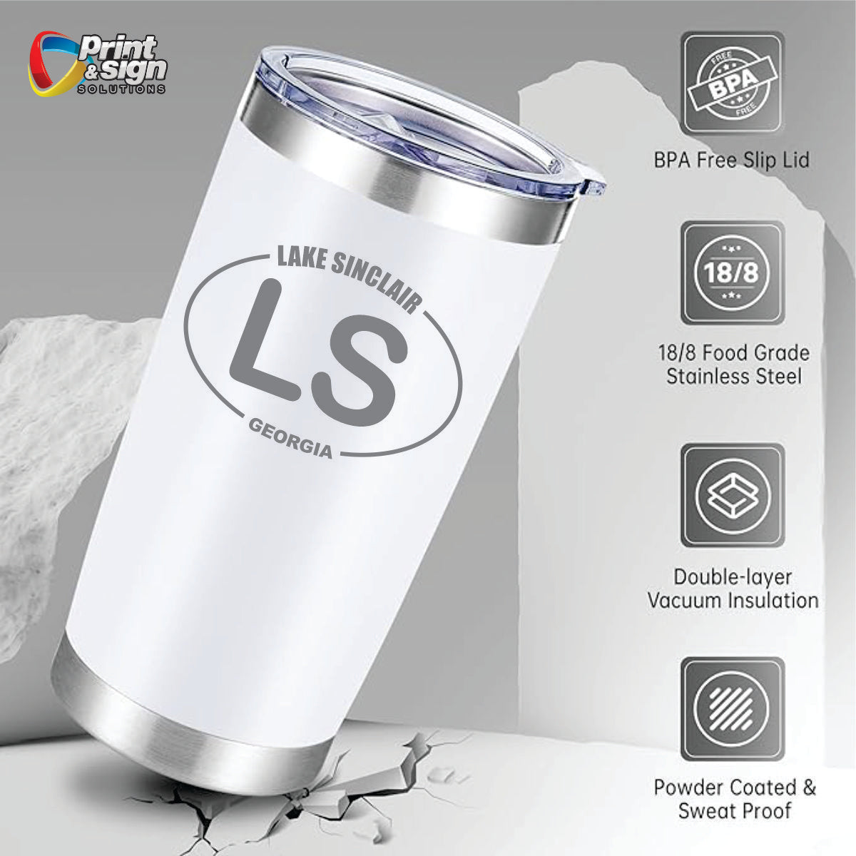 Lake Sinclair Laser Engraved Tumbler Insulated Travel Mug