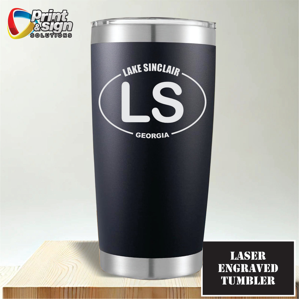Lake Sinclair Laser Engraved Tumbler Insulated Travel Mug