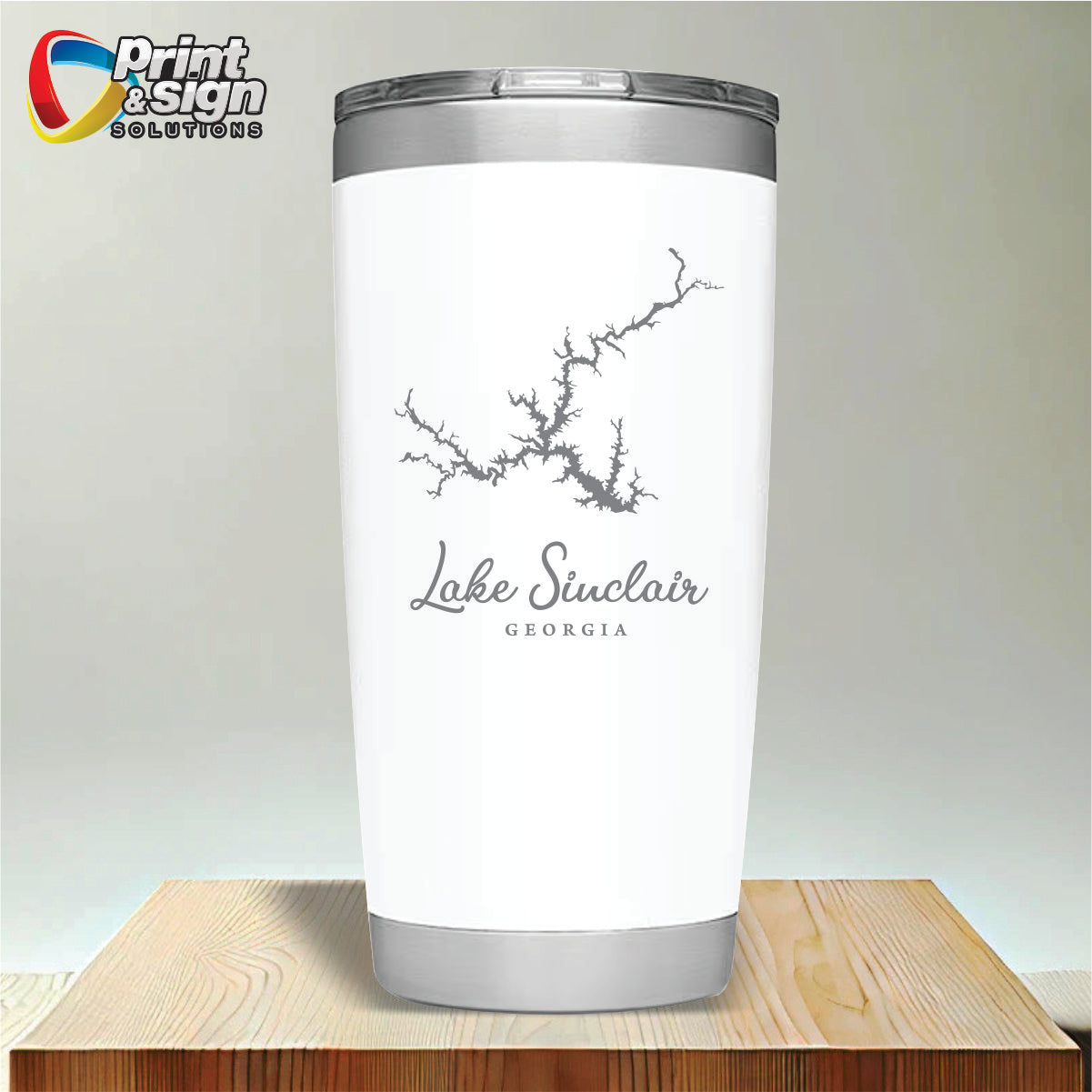 Lake Sinclair Laser Engraved Tumbler Insulated Travel Mug – Print