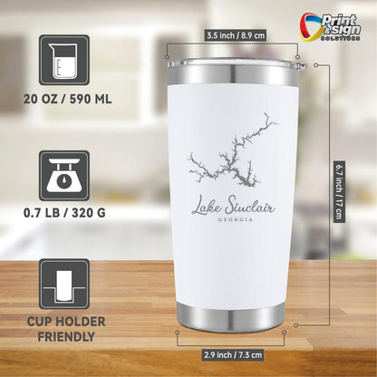 Lake Sinclair Laser Engraved Tumbler Insulated Travel Mug
