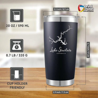 Lake Sinclair Laser Engraved Tumbler Insulated Travel Mug