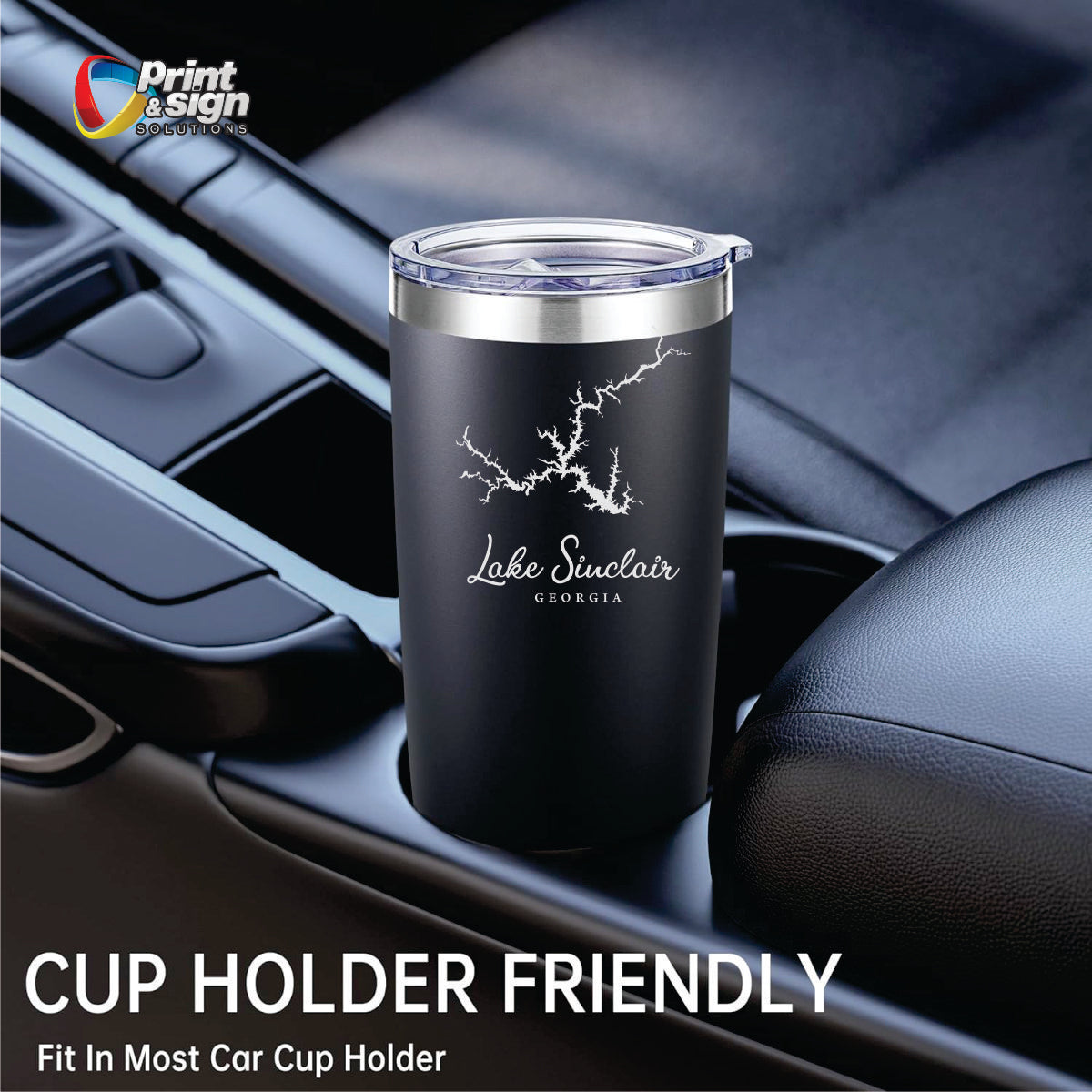 Lake Sinclair Laser Engraved Tumbler Insulated Travel Mug – Print