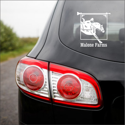 White Vinyl Decal MALONE FARMS With Transfer
