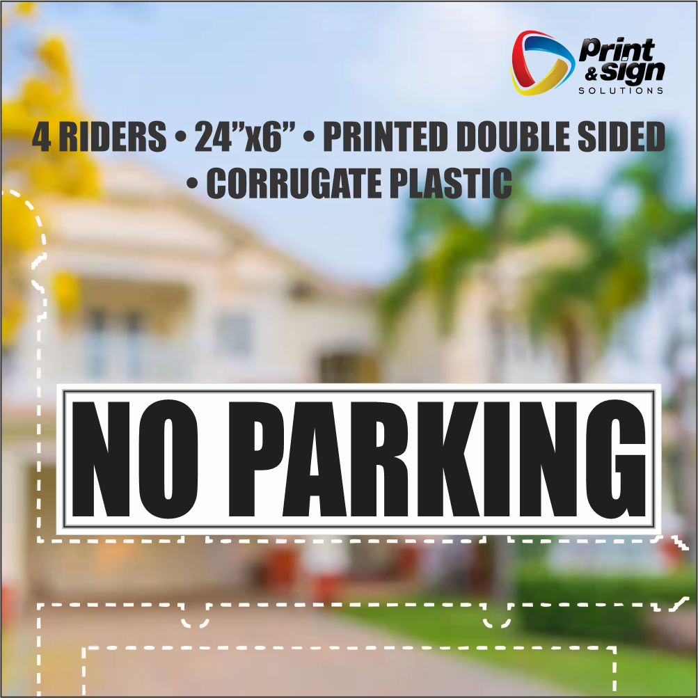 NO PARKING Real Estate Rider Sign – 6"x24" | Double-Sided Corrugated Plastic | Professional Realtor Yard Sign