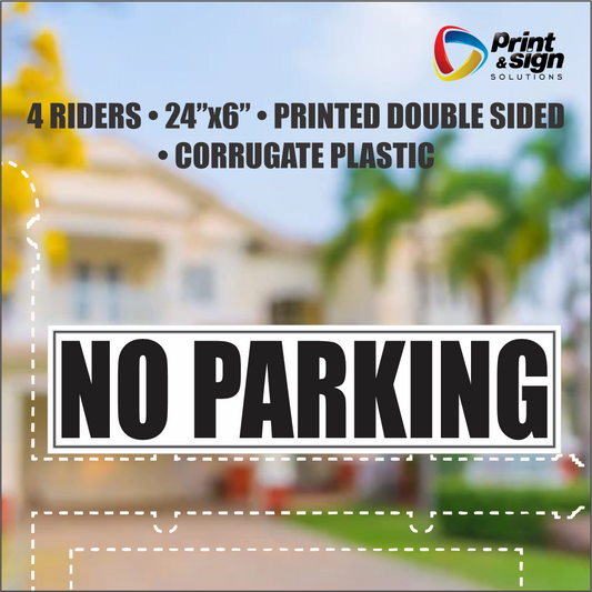 NO PARKING Real Estate Rider Sign – 6"x24" | Double-Sided Corrugated Plastic | Professional Realtor Yard Sign
