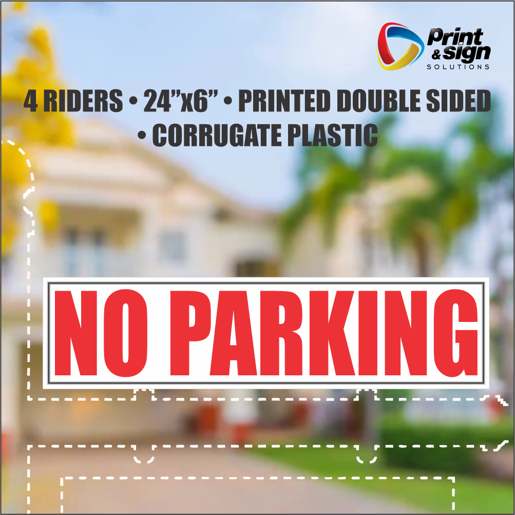 NO PARKING Real Estate Rider Sign – 6"x24" | Double-Sided Corrugated Plastic | Professional Realtor Yard Sign