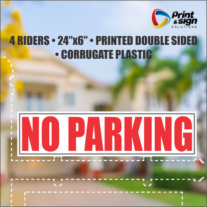 NO PARKING Real Estate Rider Sign – 6"x24" | Double-Sided Corrugated Plastic | Professional Realtor Yard Sign