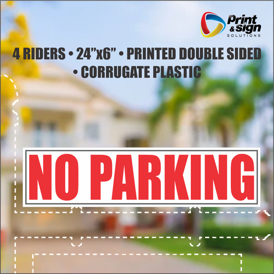 NO PARKING Real Estate Rider Sign – 6"x24" | Double-Sided Corrugated Plastic | Professional Realtor Yard Sign