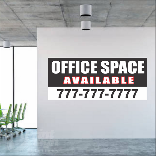 Customized OFFICE SPACE AVAILABLE Vinyl Banner Add Your Phone Number