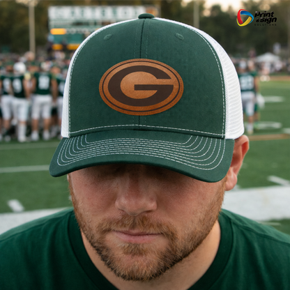 GATEWOOD SCHOOLS RICHARDSON 112 TRUCKER HAT SNAPBACK WITH LEATHER PATCH