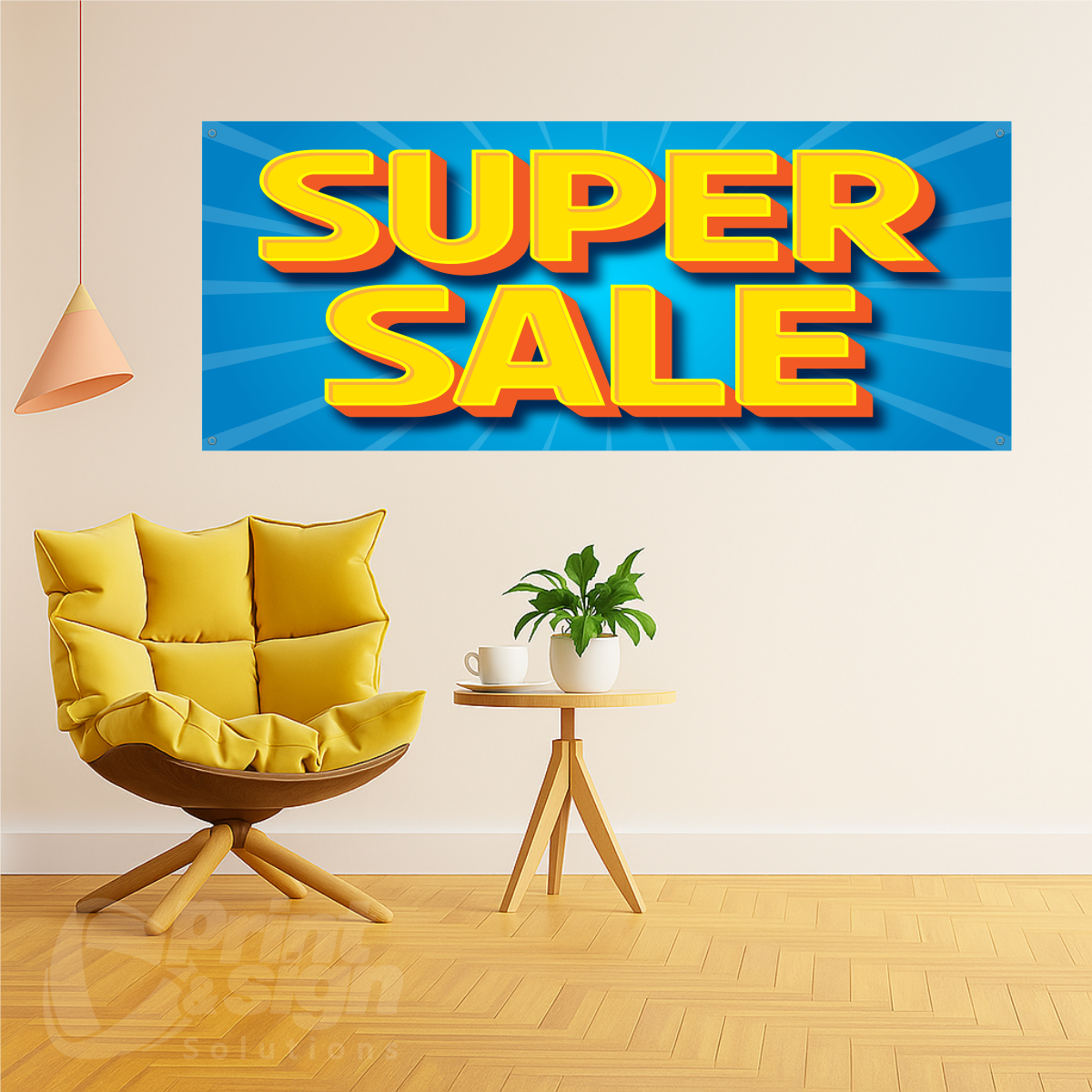 SUPER SALE Yellow and Blue  - Vinyl Banner