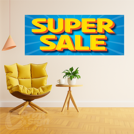 SUPER SALE Yellow and Blue  - Vinyl Banner