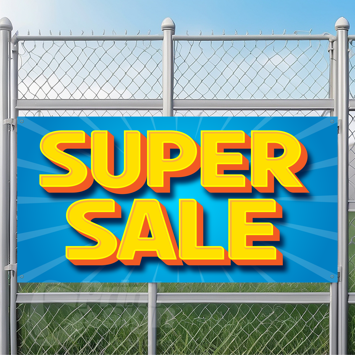 SUPER SALE Yellow and Blue  - Vinyl Banner