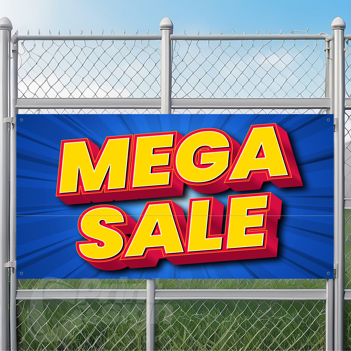 MEGA SALE Blue Background - Vinyl Banner