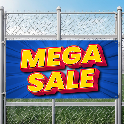 MEGA SALE Blue Background - Vinyl Banner