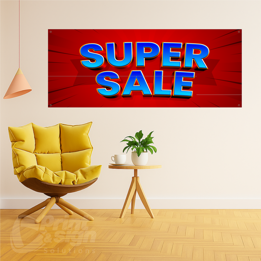 SUPER SALE Red Background - Vinyl Banner