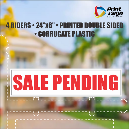 SALE PENDING Real Estate Rider Sign – 6"x24" | Double-Sided Corrugated Plastic | Professional Realtor Yard Sign