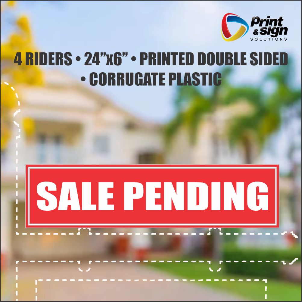 SALE PENDING Real Estate Rider Sign – 6"x24" | Double-Sided Corrugated Plastic | Professional Realtor Yard Sign