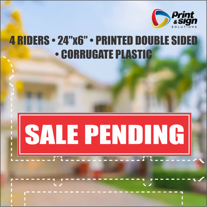 SALE PENDING Real Estate Rider Sign – 6"x24" | Double-Sided Corrugated Plastic | Professional Realtor Yard Sign