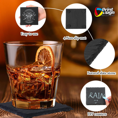 FIREFIGHTER Laser Engraved Slate Coaster