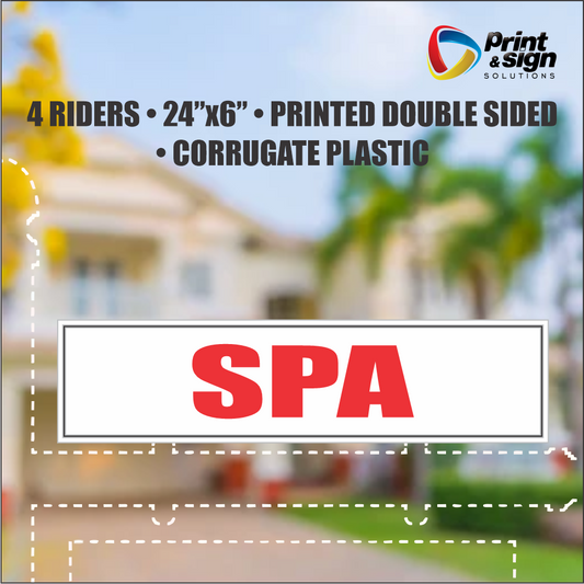 SPA Real Estate Rider Sign – 6"x24" | Double-Sided Corrugated Plastic | Professional Realtor Yard Sign