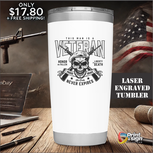 Laser Engraved Veteran 20oz Tumbler