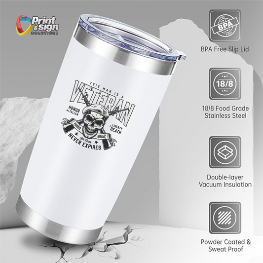 Laser Engraved Veteran 20oz Tumbler