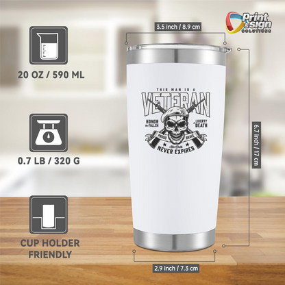 Laser Engraved Veteran 20oz Tumbler