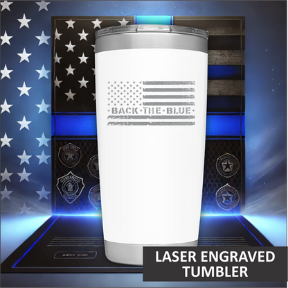 Laser Engraved Back The Blue Tumbler