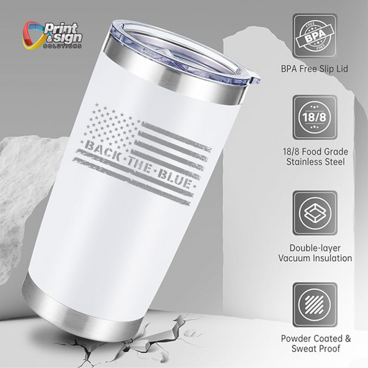 Laser Engraved Back The Blue Tumbler