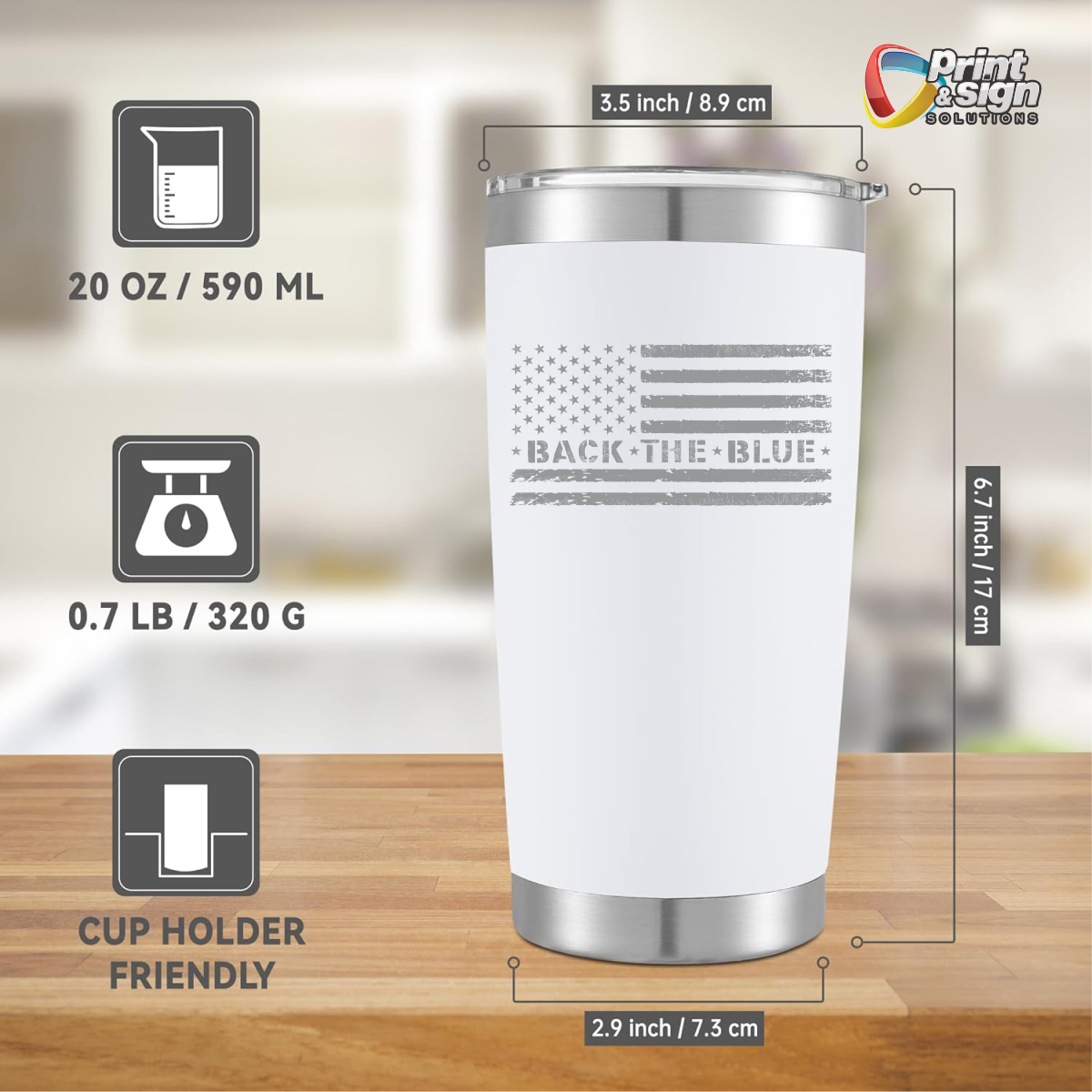 Laser Engraved Back The Blue Tumbler