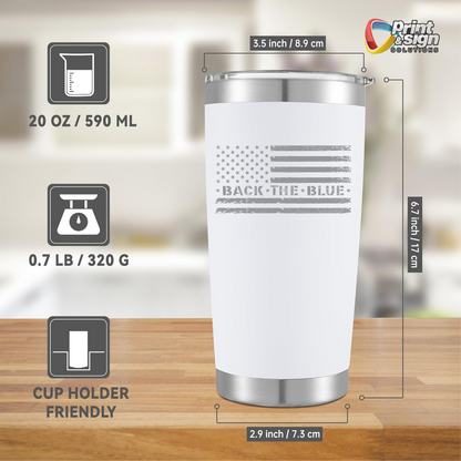 Laser Engraved Back The Blue Tumbler