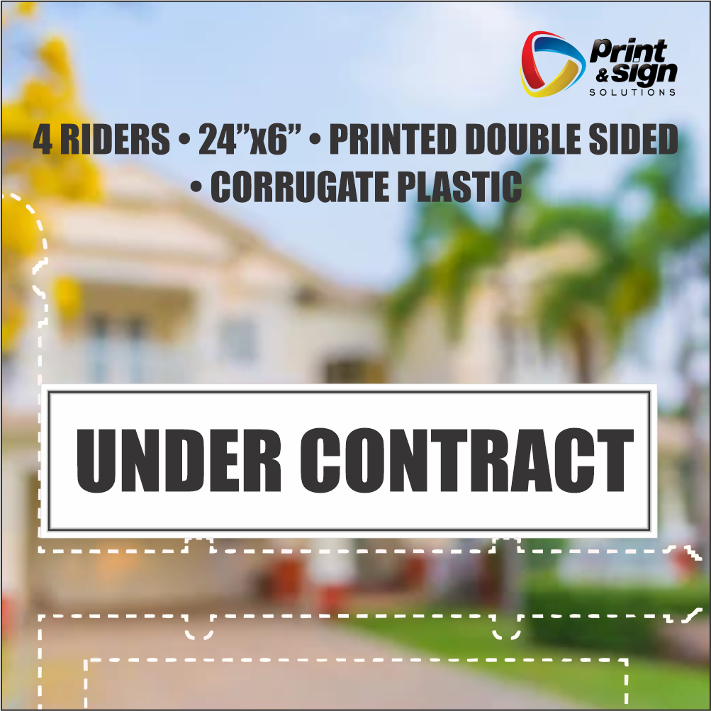 UNDER CONTRACT Real Estate Rider Sign – 6"x24" | Double-Sided Corrugated Plastic | Professional Realtor Yard Sign