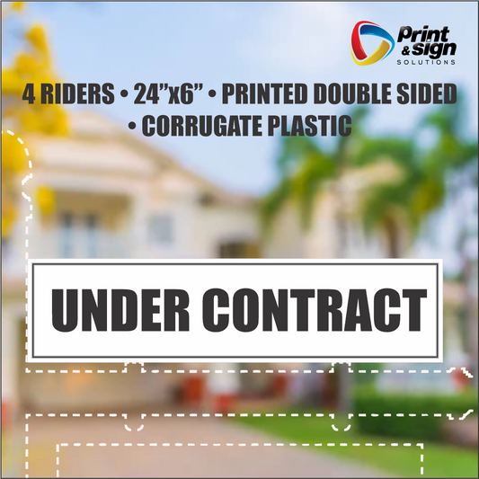 UNDER CONTRACT Real Estate Rider Sign – 6"x24" | Double-Sided Corrugated Plastic | Professional Realtor Yard Sign