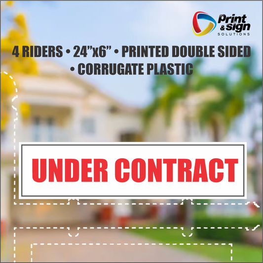 UNDER CONTRACT Real Estate Rider Sign – 6"x24" | Double-Sided Corrugated Plastic | Professional Realtor Yard Sign