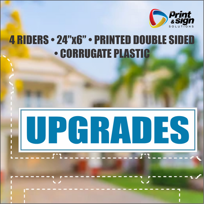 UPGRADES Real Estate Rider Sign – 6"x24" | Double-Sided Corrugated Plastic | Professional Realtor Yard Sign