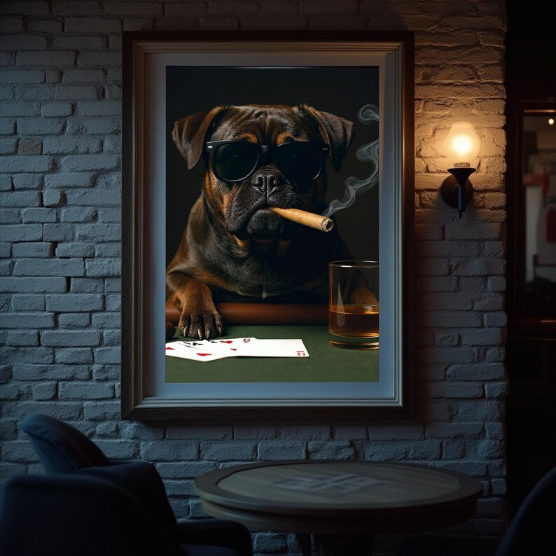 Poker Cigar Dog Playing Digital File Ready to Print High Definition PDF PNG File Format