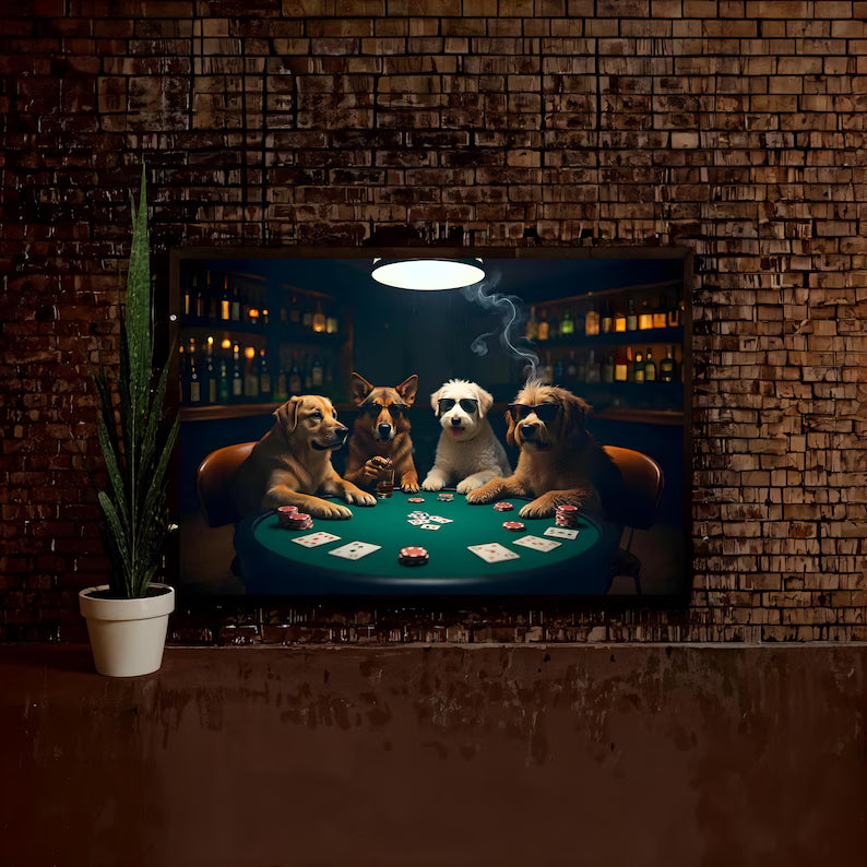 Dogs playing poker Digital File Ready to Print High Definition PDF PNG File Format