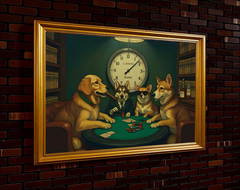 Poker Dog Playing Digital File Ready to Print High Definition PDF PNG File Format