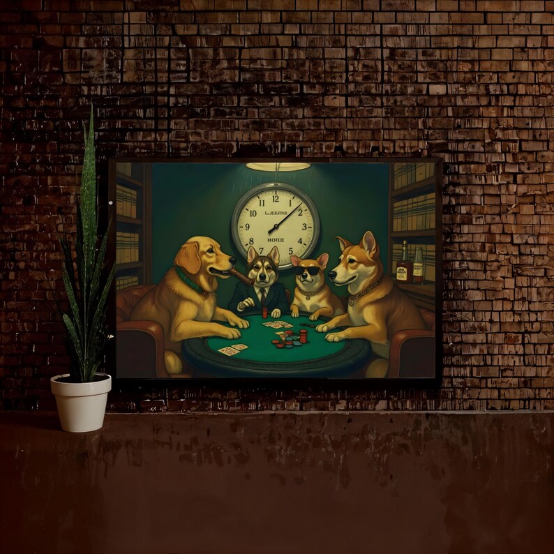 Poker Dog Playing Digital File Ready to Print High Definition PDF PNG File Format